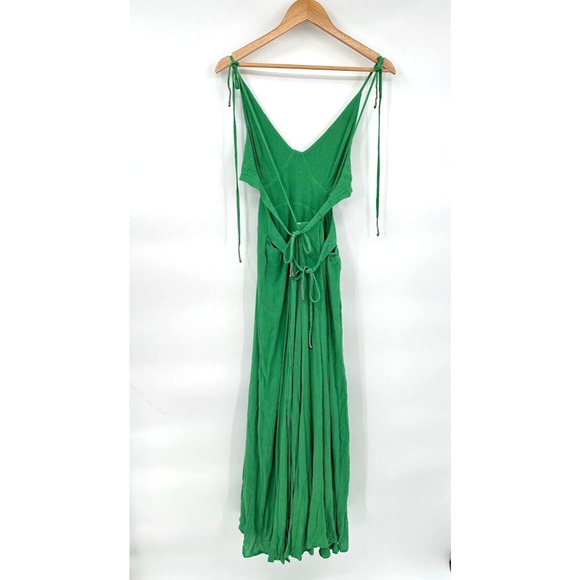 Free People Lille Maxi Dress Green Open Back Tie Halter Top Boho Size Small NWT - Picture 6 of 9